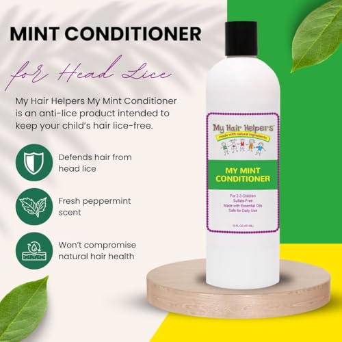 My Hair Helpers Lice Prevention Conditioner, Mint, 16 Ounces