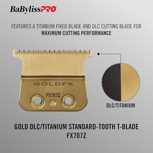 BaBylissPRO Replacement Blades, Standard and Fine-Tooth T-Blades for Outlining Hair Trimmers (FX787, FX799) and LoPROFX Trimmers (FX726, FX729) DLC Titanium Standard-Tooth