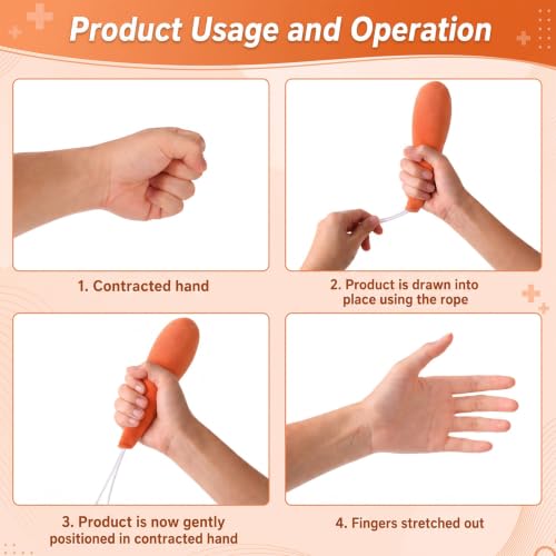 4 Pcs Palm Protector for Hand Contracture Carrot Shape, Orange 4