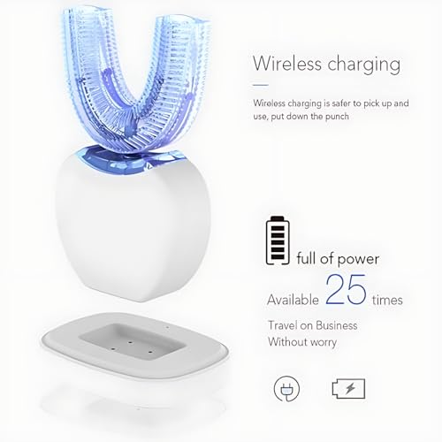 Aimery Automatic Toothbrush U Shaped Toothbrush for Adults 360° - Ultrasonic U-Automatic Toothbrushes for Teeth Whitening - Wireless Charging & LED Light - Waterproof IPX7 Certified