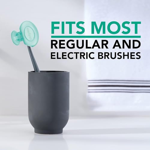 Steripod Clip-On Toothbrush Protector with Peppermint Essential Oils, Keeps Toothbrush Fresh and Clean, Travel Accessories, Fits Most Manual and Electric Toothbrushes, 2 Count (Pack of 5) Teal,grey 2 Count (Pack of 5) Essentail Oil - Peppermint