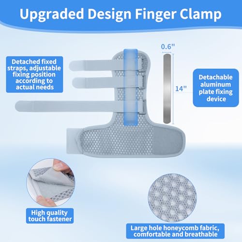 2 Finger Brace for Adjacent Injured Fingers, Adjustable Splint for Index Middle Ring Little Fingers, Carpal Tunnel Wrist Brace for Night Support, Relief for Trigger Finger & Arthritis, Breathable Honeycomb Fabric (Grey,Two) 2 fingers