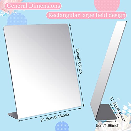 Amyhill 2 Pcs Counter Top Mirror Freestanding Table Desk Mirror Self Portrait Single Sided Acrylic Glass for Tabletop Desk Counter Bedroom Office Bathroom Home Dorm (8.5 x 9 Inch) 8.5 x 9 Inch