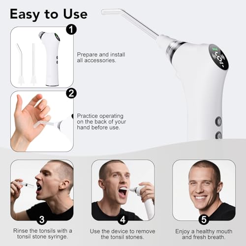 Upgraded Electric Tonsil Stone Remover – High-Precision & Painless Cleaning, Food-Grade Material, 6 Suction Levels | Tonsil Stone Removal Kit with LED Light, Oral Protection & 11 Attachments (Silver) Silver