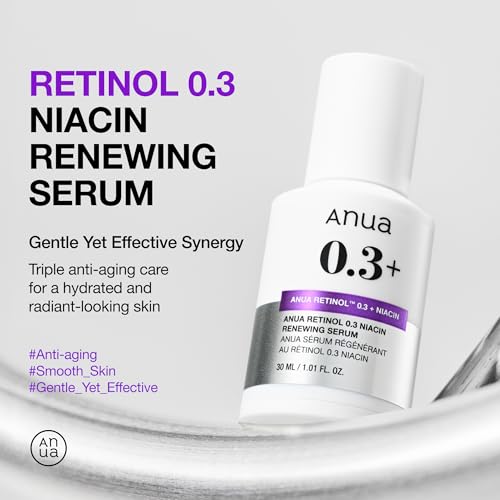 Anua Retinol Serum for Smooth & Renewed Texture, 1.01 fl oz