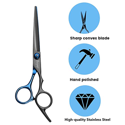 Hair Cutting Scissors Hair Shears Set, Fcysy Professional Barber Shears Thinning Scissors Kit for Haircutting, Hairdressing Shears Salon Accessories for Women Men Blue&black 11