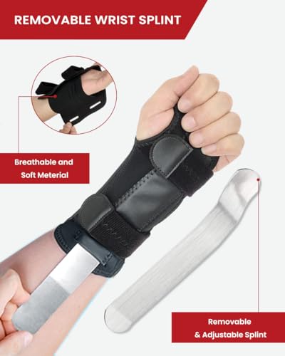 Hurmoya Wrist Brace for Carpal Tunnel, Night Support, Left Hand, Medium