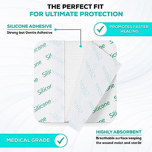 MedVance Silicone Adhesive Foam Dressing Without Border, 4"x4", Box of 10 4"x4" 10 Pack