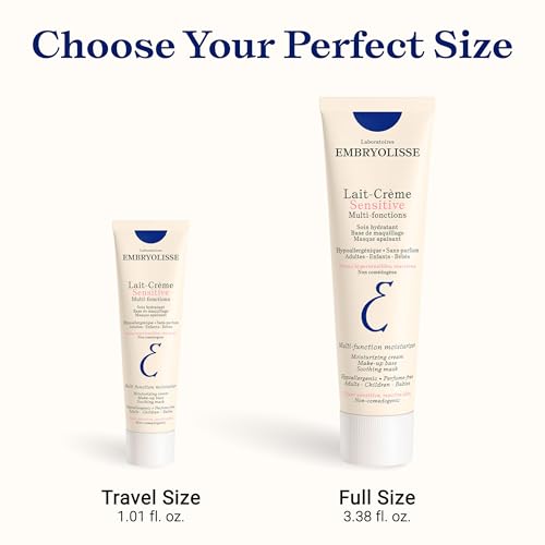 Embryolisse Lait-Crème Concentré Sensitive Face Moisturizer and Makeup Primer, Hypoallergenic Fragrance-Free Face Cream with Aloe Vera and Shea Butter 3.38 Fl Oz (Pack of 1)