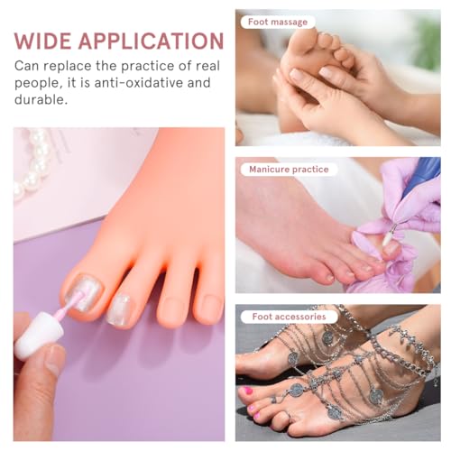 FRCOLOR Nail Art Training Tool Practice Foot Model for Acrylic Nails Pedicure Feet Manikin Nail Art Practice Model with Real Skin Touch 7.48 X 2.95 X 3.54 in Foot