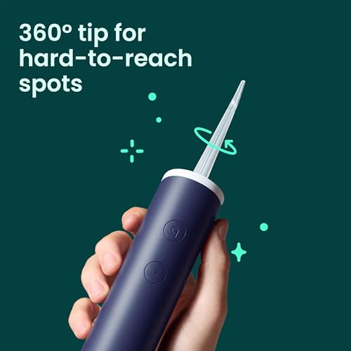 quip Water Flosser - Cordless Water Flosser with Adjustable Pressure - Teeth Cleaner Pick with 360 Degree Rotating Replaceable Tip, Rechargeable Water Dental Pick - Midnight Blue