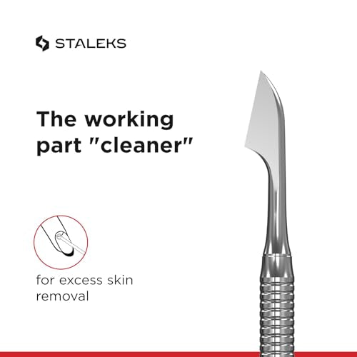 Staleks Classic Manicure Pusher Rounded Type 2 – Pusher and Safe Hatchet-shaped cleaner– Stainless Steel Nail Tool for Home Use Classic Silver