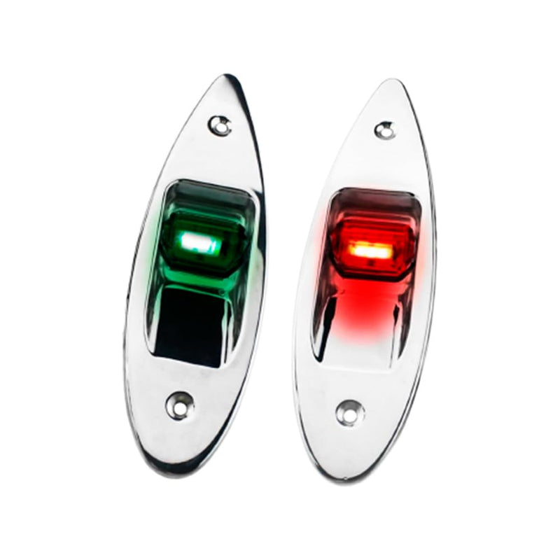 MARINE CITY 12V Flush Mount LED Navigation Lights - Red & Green, Stainless Steel, Waterproof for Boats, Yachts (Pack of 2)