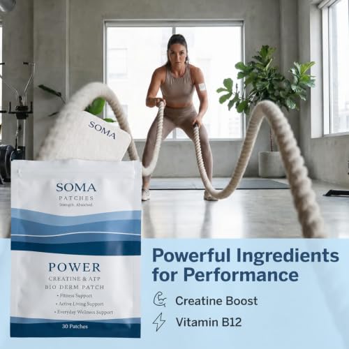 Soma Power Creatine Patches, Vegan and Latex-Free Adhesive, Daily Wear