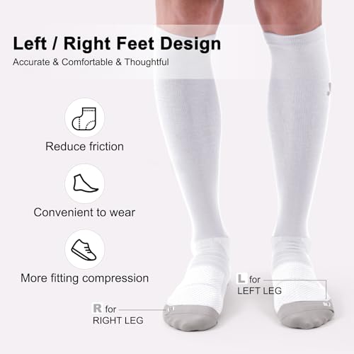 Compression Socks for Women and Men,15-20 mmHg Support(3 Pairs) Medium A03-black/White/Gray