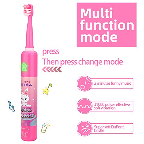 OJV 8620 Musical Electric Toothbrushes 8630 Kids Sonic Electric Toothbrushes (Pink+Bule)