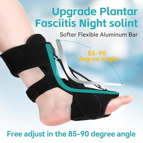 Plantar Fasciitis Night Splint-Upgrade 3 Adjustable Plantar Facetious Relief Brace,Night Splint for Plantar Fasciitis Women & Men,Eases Plantar Fasciitis Foot Drop Achilles Tendonitis (Black, 1PC)