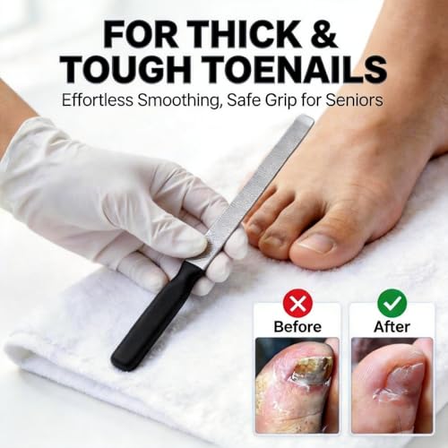 2PCS Heavy Duty Metal Nail File,Coarse File for Hard Thick Toenails-GJ Black Silicone