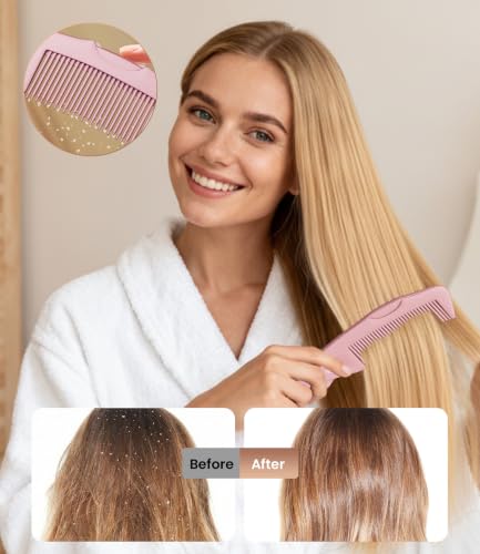 Dandruff Comb Removal 2PC Hollow Fine Tooth Scalp Detox Hair Care Tool Pink