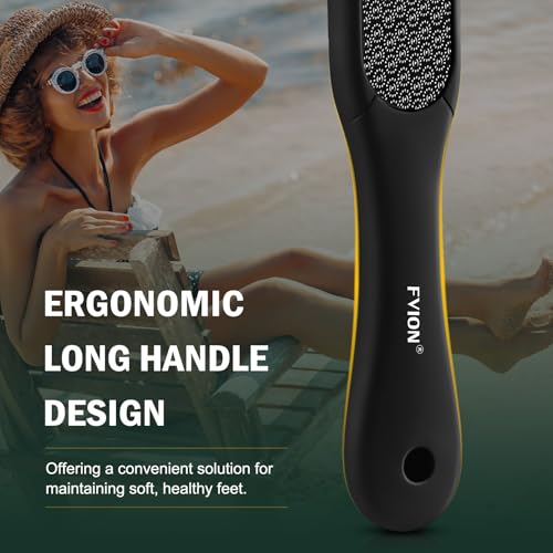 FVION Double-Sided Nano Glass Foot File for Callus Remover - Highly Effective Hard and Dead Skin Remover for Cracked Heels and Dry Skin (Black) Black