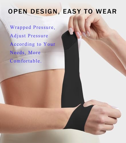 2 Pcs Soft Wrist Brace, Adjustable Wrist Support for Sprains, Fitness, Sports,Carpal Tunnel, Weightlifting, Wrist Compression Strap Pain Relief Wear Anywhere, Fits 6" to 8.3" (Black) Black