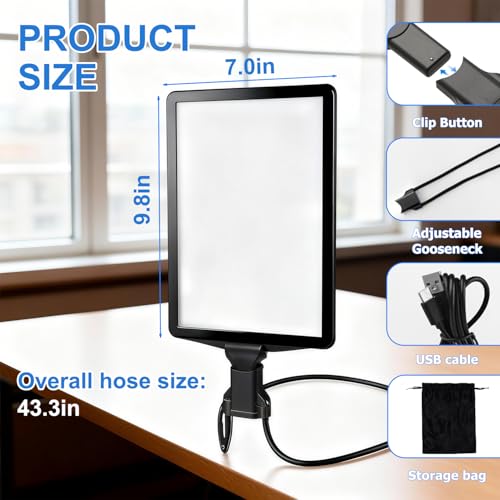 Large Hands-Free Magnifying Glass with 50 Ultra-Bright LED Light, Lightweight Lighted Neck Page Magnifier for Reading Books, Sewing, Knitting, Cross Stitch & Crafts for Close Work for Seniors.