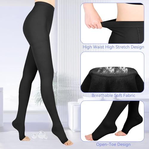 20-30mmHg Compression Pantyhose for Women & Men, Compression Stockings Medium Black-a