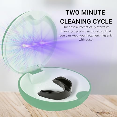 Tare&co UVC Ultraviolet Retainer Case Compatible with Invisalign, Mouth Guard Case, Dental Braces Case Slim Battery Powered, Aligner (Green Fig) Green Fig