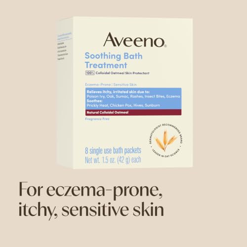 Aveeno Soothing Bath Treatment for Eczema, Colloidal Oatmeal, 8 ct 1.47 Ounce (Pack of 1)