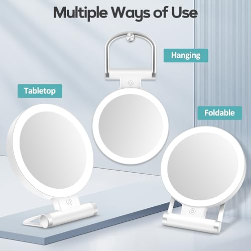 B Beauty Planet Magnifying Mirror with Light 30X, Double-Sided 1X/ 30X Magnifying Makeup Mirror with Tweezer, 2000mAh 3 Colour Modes with Adjustable Brightness,Foldable Travel Mirror(9" L x 7" W) White