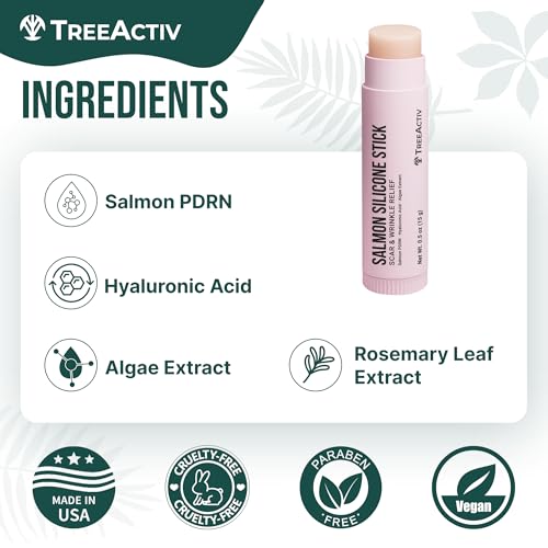 Silicone Scar Stick Lightweight Silicone Balm with Salmon PDRN, Hyaluronic Acid & Algae Extract Easy-to-Use Scar Care Stick for Smoother Looking Skin, 0.5 oz 0.5 Ounce (Pack of 1)