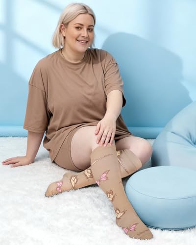 3-Pair Wide Calf Compression Socks for Women Garden Tales 3X-Large