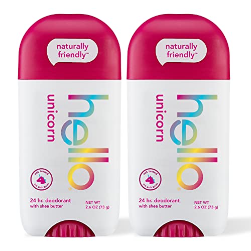 hello Unicorn Aluminum Free Deodorant for Women & Unicorn Sparkle Kids Fluoride Toothpaste, Natural Bubble Gum Flavor, ADA Approved, Ages 2+, No Artificial Sweeteners, No SLS