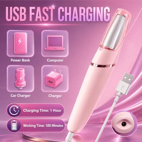 Electric Callus Removers for Feet, Upgraded Electric Foot Callus Remover, Rechargeable Portable Electronic Foot File Pedicure Tools, Feet Care for Dry&Dead Skin for Feet & Hands (Pink) Pink