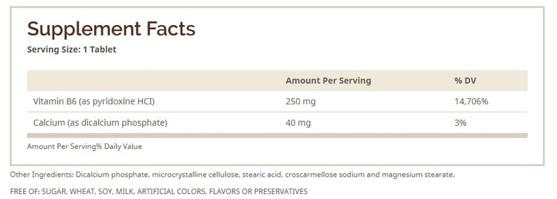 Vitamin B-6 TABS 250 MG WMILL Size: 60