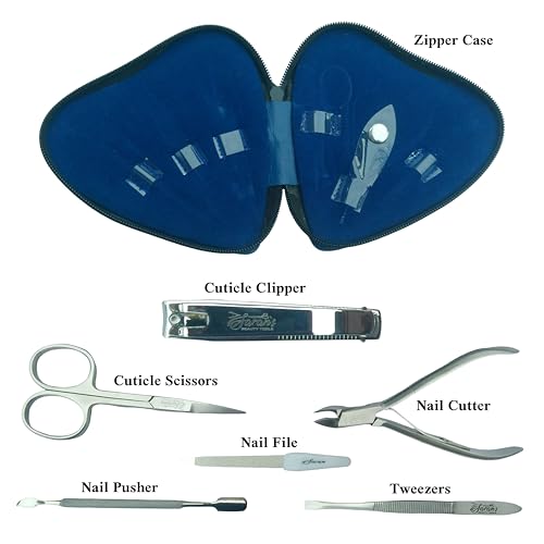 Professional 6-Piece Manicure Instruments Kit – Made with German Quality heavy-duty stainless steel, and rust-free. Grooming gift set for Men & Women
