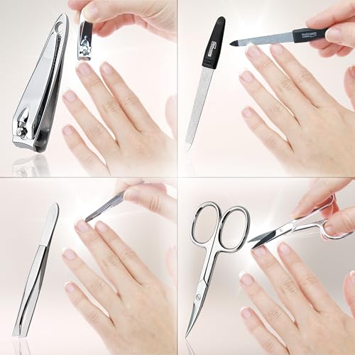 marQus manicure set 4-piece travel set with file from Solingen nail care set nail scissors set and nail set Black