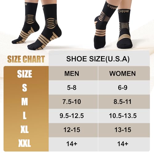 NEENCA Professional Compression Socks for Women Men Circulation, 20-30 mmHg X-Large High Copper