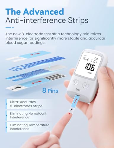 IMDK Blood Glucose Monitor Kit, Clinically Accurate Blood Sugar Test Kit with 150 Glucometer Strips, 100 Lancets, 1 Lancing Device, No Coding Required