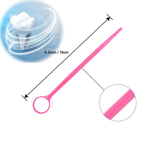 100pcs Disposable Dental Exam Mouth Mirrors Oral Dental Mirror Plastic Dental Instrument (Pink) Pink