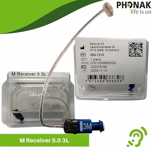 Phonak 5.0 Medium (M) Receiver – Level 3 Left Ear (L) – (054-1216) – 3 Pin – Original Receiver Compatible with Marvel, Paradise & Lumity 054-1216