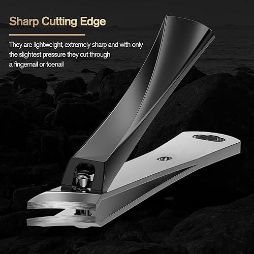 FERYES Ingrown Nail Clipper - Slant Curved Blade Nail Clipper for Thick Toenails and Ingrown Nails, Podiatrist Toenail Clippers for Seniors and Men Black Slanted Curved Blade