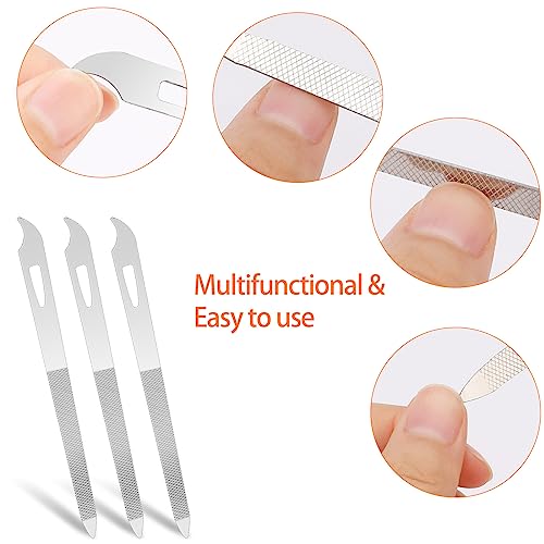 6-Piece Stainless Steel Nail File Set with Cleaner Tip - Double Sided, Durable, Professional Diamond Buffer for Natural Nails