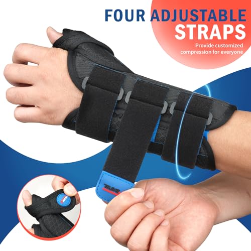 FEATOL Thumb Spica Splint Right Hand Large/XLarge+Wrist Brace with Ergonomic Wrist Splint Right Hand Large