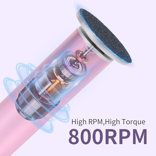 FancyJun Electric Foot Callus Remover with 120pcs Sandpaper Discs(3 Sizes), Professional 800RPM Aluminum 4.8 Inches Callus Remover for Feet, Stepless Speed Control for Dead Skin (Purple) Purple