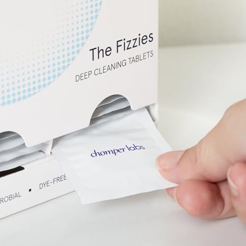 Chomper Labs Fizzies Dental Appliance Cleaning Tablets | Dye-Free, Enzyme-Powered Formula with Tea Tree Oil | Retainers, Aligners, Night Guards, Dentures & Mouth Guards | 60 Tablets | FSA HSA Eligible