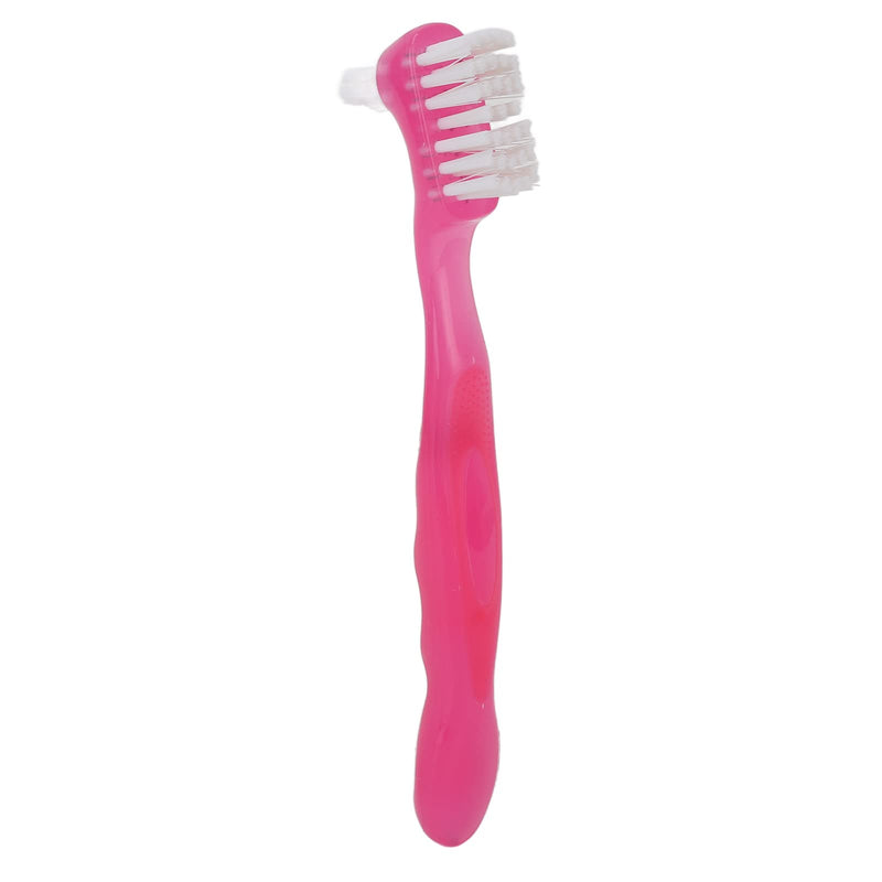 HURRISE Denture Brush, Denture Toothbrush False Teeth Brush, False Teeth Brush, Dirt Removal, Plaque Removal Ergonomic Double Sided Soft Hair Portable Professional () Pink