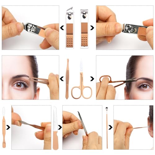Manicure Set, Nail Clipper Kit, Nail Clipper Set, Nail Care Kit, 8 In 1 Professional Manicure Kit Personal Care, Stainless Steel Facial Pedicure Care Tools, Grooming Kit for Women Men Rose Gold