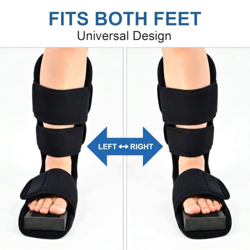 Padded Night Splint for Plantar Fasciitis – 90° Adjustable Dorsiflexion Support for Foot Drop & Achilles Tendonitis – Lightweight Sleeping Boot for Men & Women for Heel Pain & Post-static Stiffness (Large) Large
