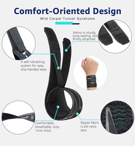 HiRui Wrist Brace Wrist Wrap for TFCC Tears, Ultra-thin Compression Wrist Strap Wrist Support for Workout Basketball Tennis Weightlifting Tendonitis Carpal Tunnel Syndrome-Adjustable (Black, 2 Pack) Black, 2 Pack